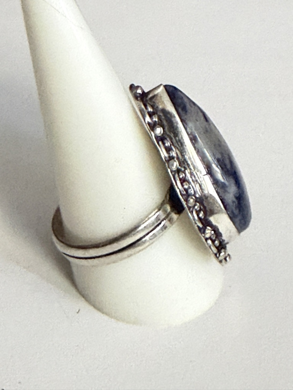 New Artisan Rare Blue Sodalite 925 Sterling Silver OOAK Handmade Floral Ring 10 - Picture 8 of 11